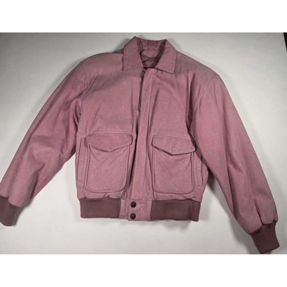 Wilsons Adventure Bound Vintage Leather Bomber Jacket RARE pink Womans Small